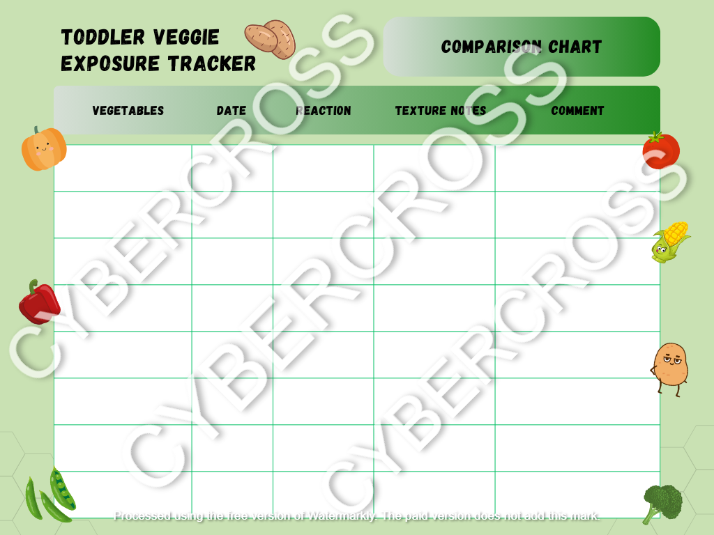 toddler veggie exposure tracker